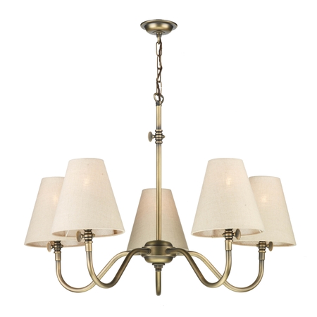  Hicks 5lt Aged Brass with Linen Shades